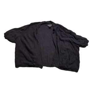 Lane Bryant 26/28 Black Linen Cotton Crop Cardigan Sweater Short Sleeve Plus Sz